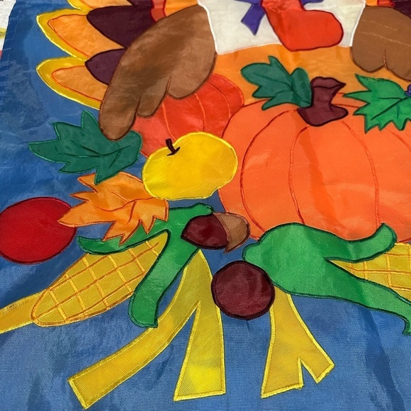 Happy turkey with fruits/veggies large flag to celebrate Thanksgiving! - Picture 4 of 5